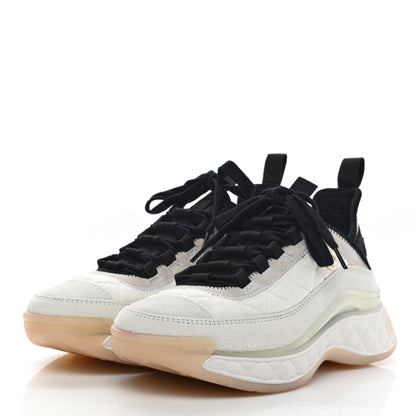 Chanel Fabric Suede Calfskin CC Sneakers 35.5 White Ivory 3 of 10