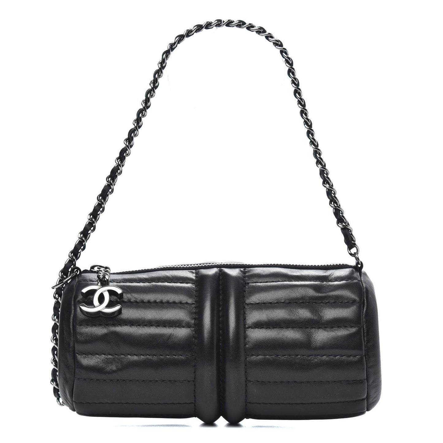 Lambskin Horizontal Quilt Pochette Black