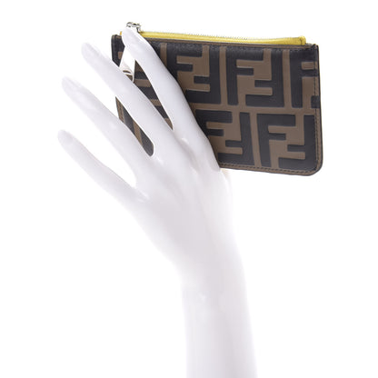 Fendi Vitello Cruise F is Fendi Bi-Color FF 1974 Embossed Key Case Pouch Maya Black Sunflower 2 of 8