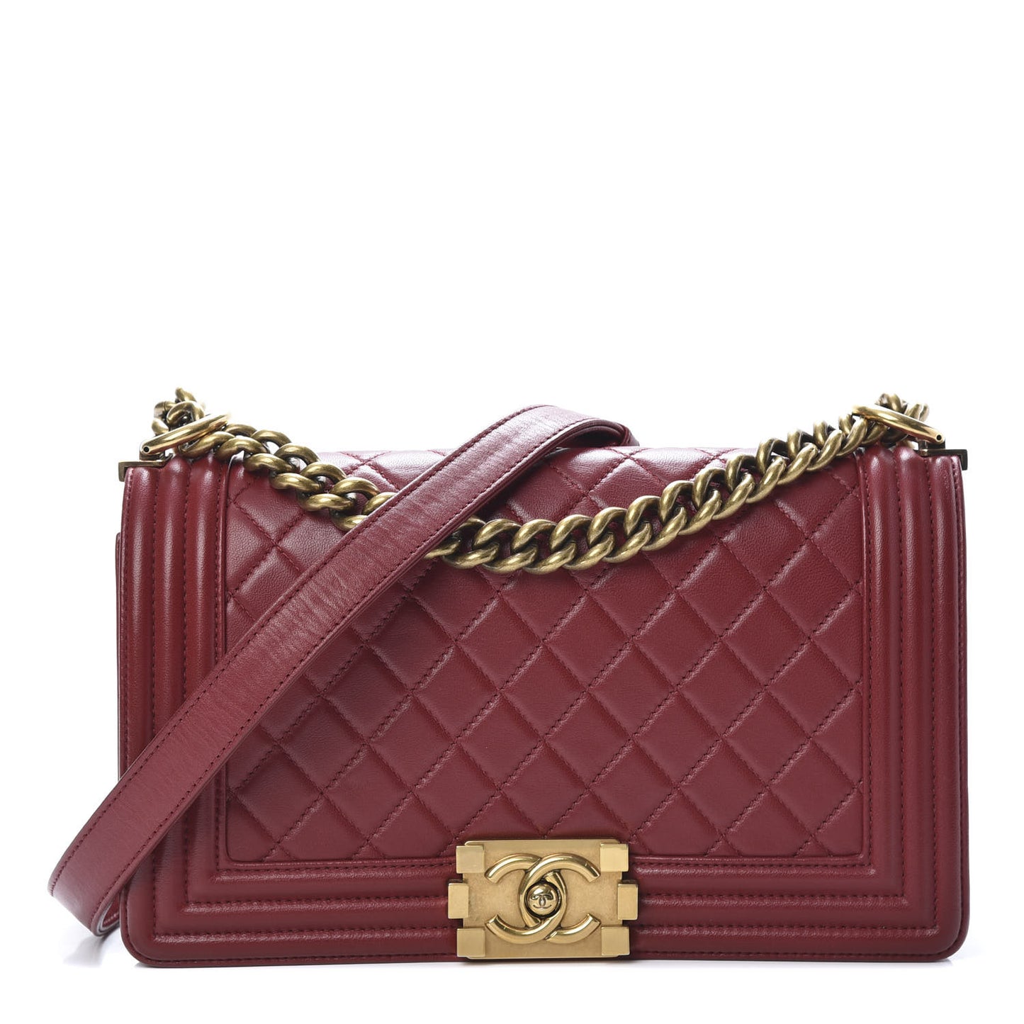 Lambskin Quilted Medium Boy Flap Red