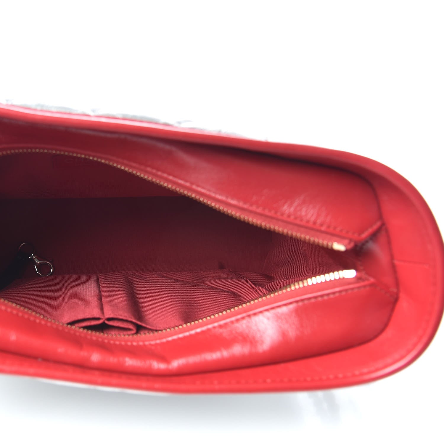 Chanel Metallic Aged Calfskin Quilted Medium Gabrielle Hobo Silver Navy Red 5 of 10