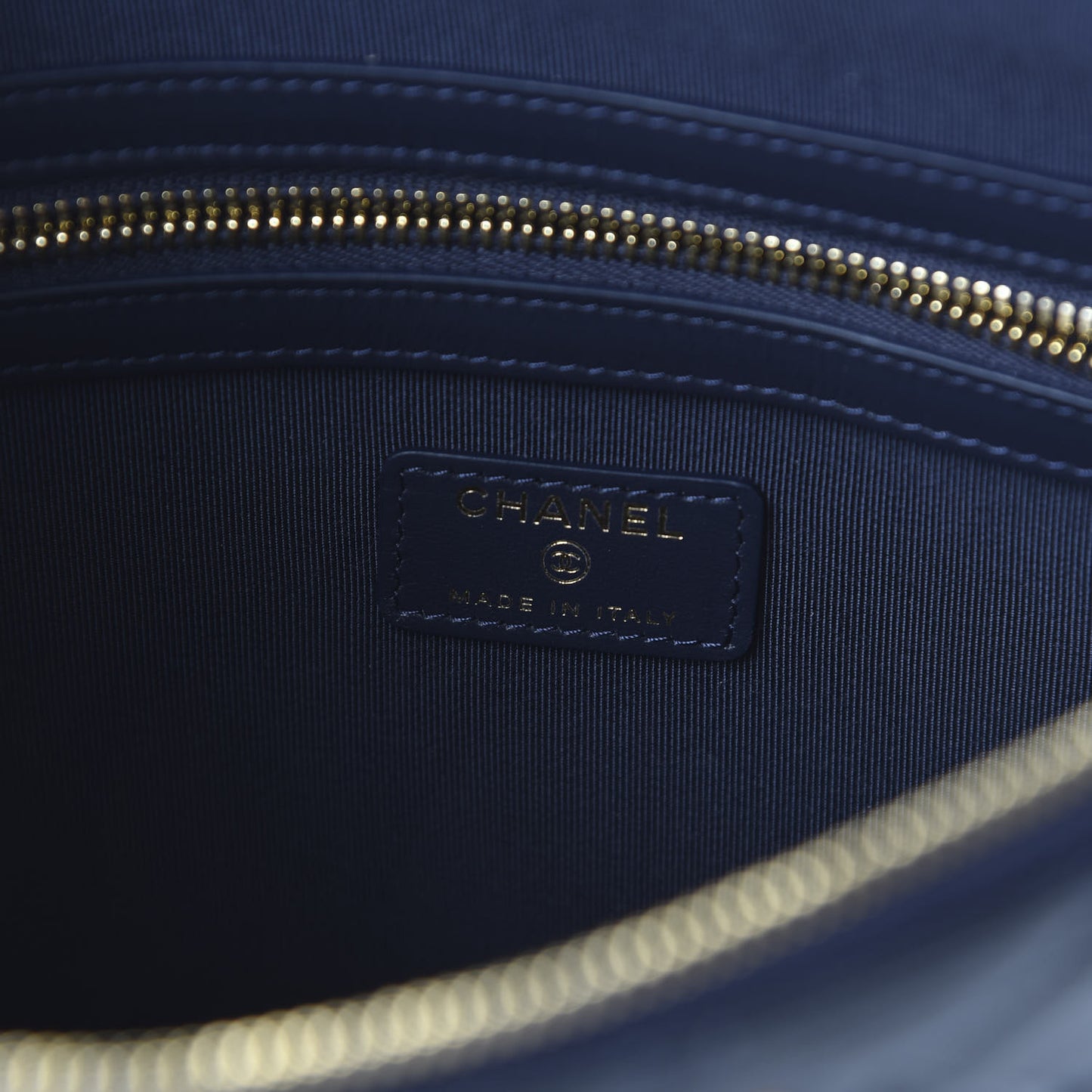 Lambskin Quilted Pearl Crush Medium Cosmetic Case Dark Blue