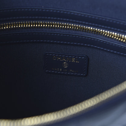 Chanel Lambskin Quilted Pearl Crush Medium Cosmetic Case Dark Blue 9 of 12
