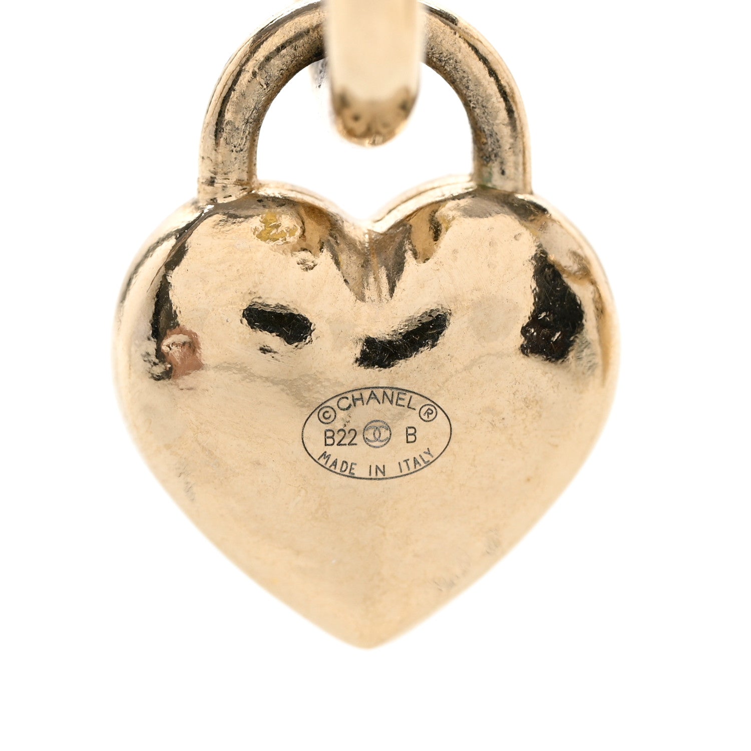 Chanel Metal CC Heart Turnlock Drop Earrings Gold 3 of 5