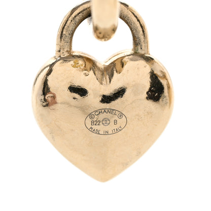 Chanel Metal CC Heart Turnlock Drop Earrings Gold 3 of 5