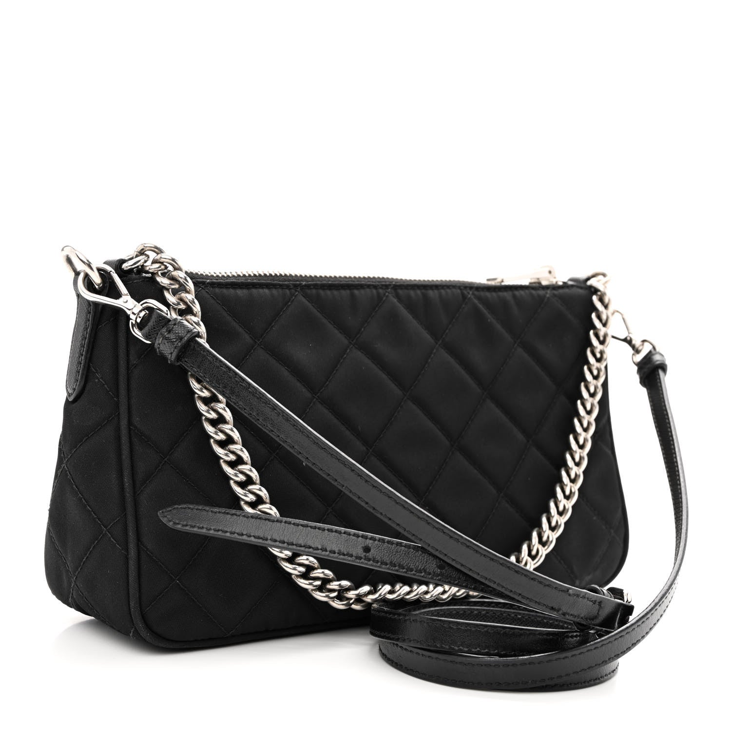 Prada Nylon Tessuto Impuntu Quilted Crossbody Bag Black 3 of 13