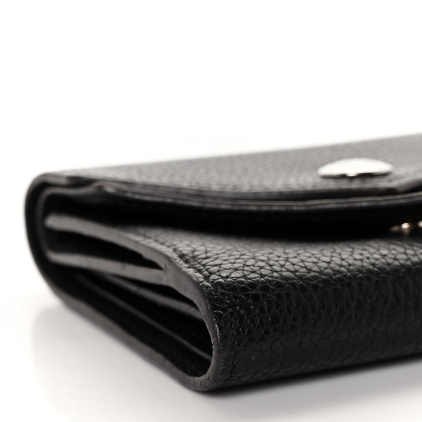 Grained Calfskin Monogram Double V Compact Wallet Black