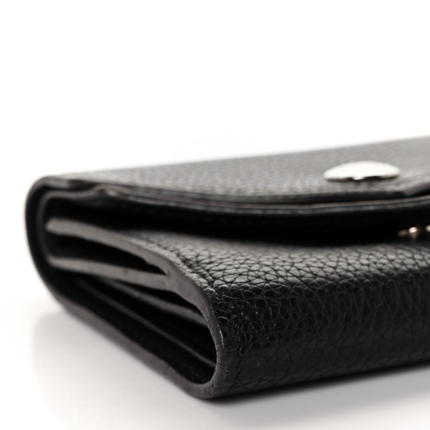 Louis Vuitton Grained Calfskin Monogram Double V Compact Wallet Black 7 of 9