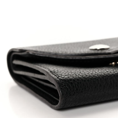 Louis Vuitton Grained Calfskin Monogram Double V Compact Wallet Black 7 of 9