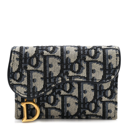 Christian Dior Oblique Saddle Card Holder Blue 1 of 7