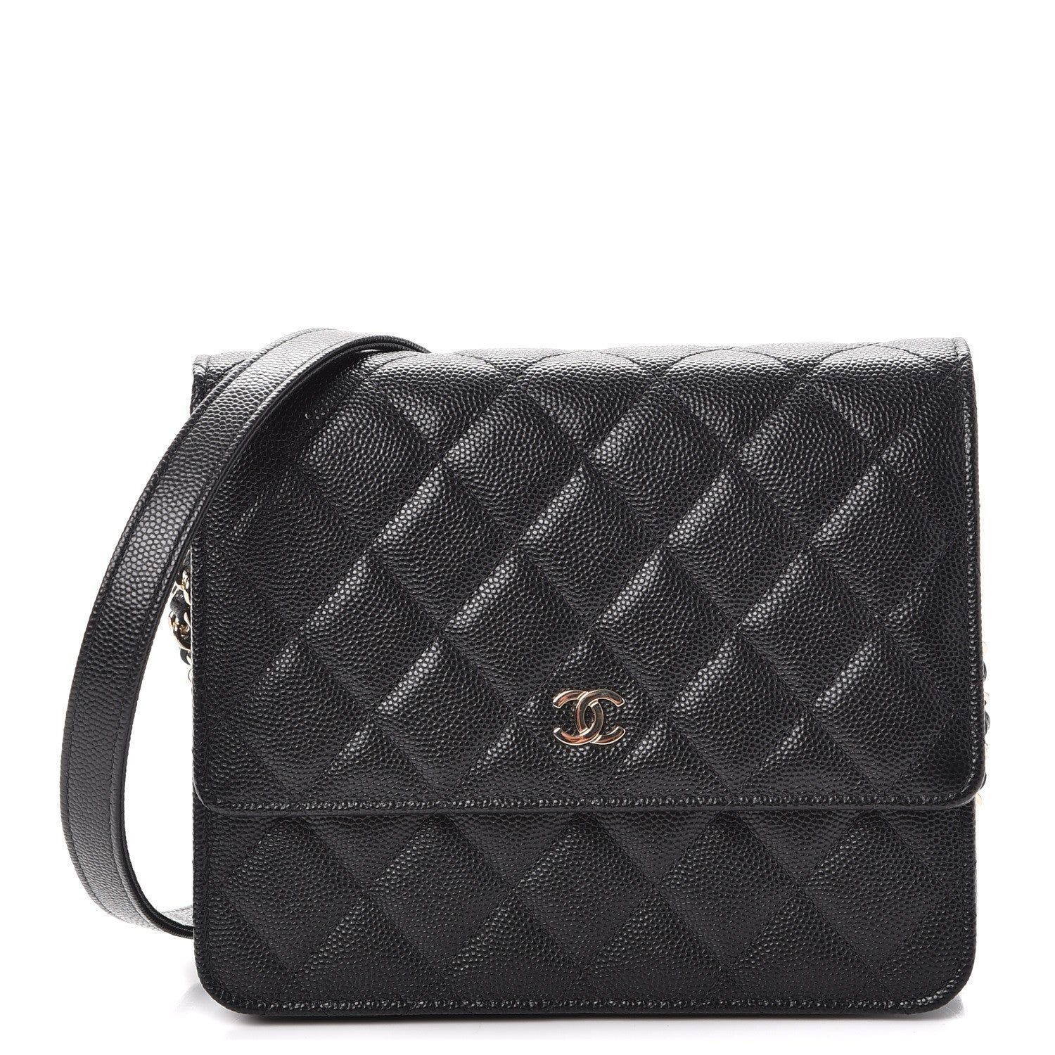 Chanel Caviar Quilted Square Wallet On Chain WOC Black 1 of 9