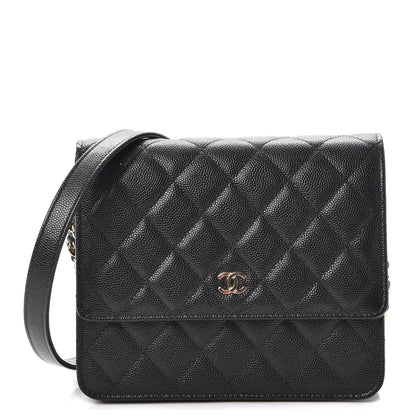 Chanel Caviar Quilted Square Wallet On Chain WOC Black 1 of 9