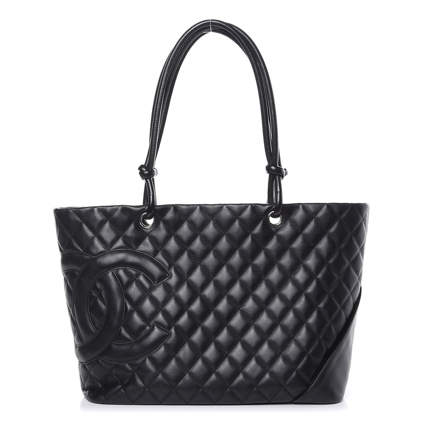 Calfskin Quilted Large Cambon Tote Black