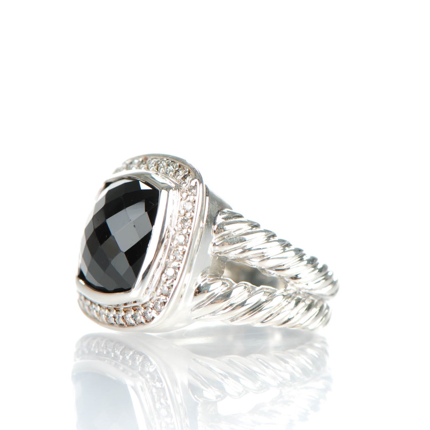 Sterling Silver Diamond Black Onyx 11mm Albion Ring 49 5