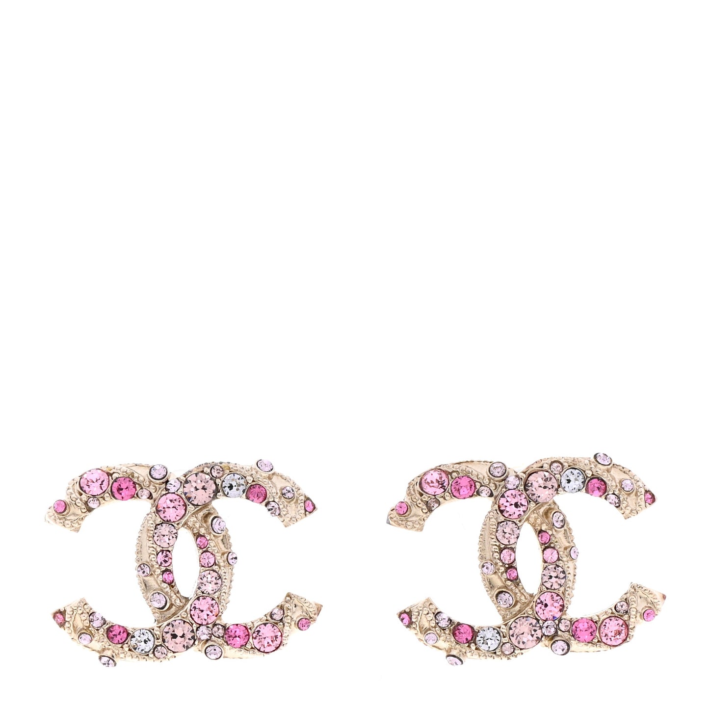 Crystal Twisted CC Earrings Pink Gold