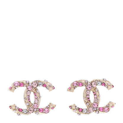 Chanel Crystal Twisted CC Earrings Pink Gold 1 of 6