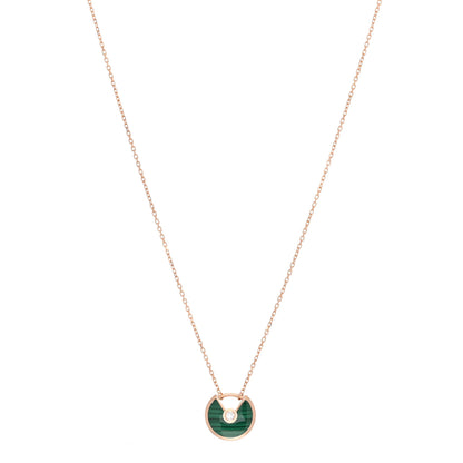 Cartier 18K Pink Gold Diamond Malachite XS Amulette de Cartier Pendant Necklace 1 of 4