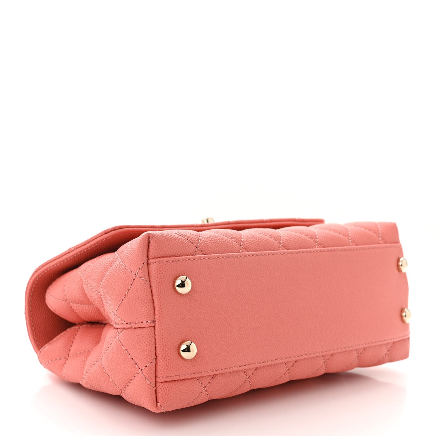 Caviar Quilted Mini Coco Handle Flap Coral