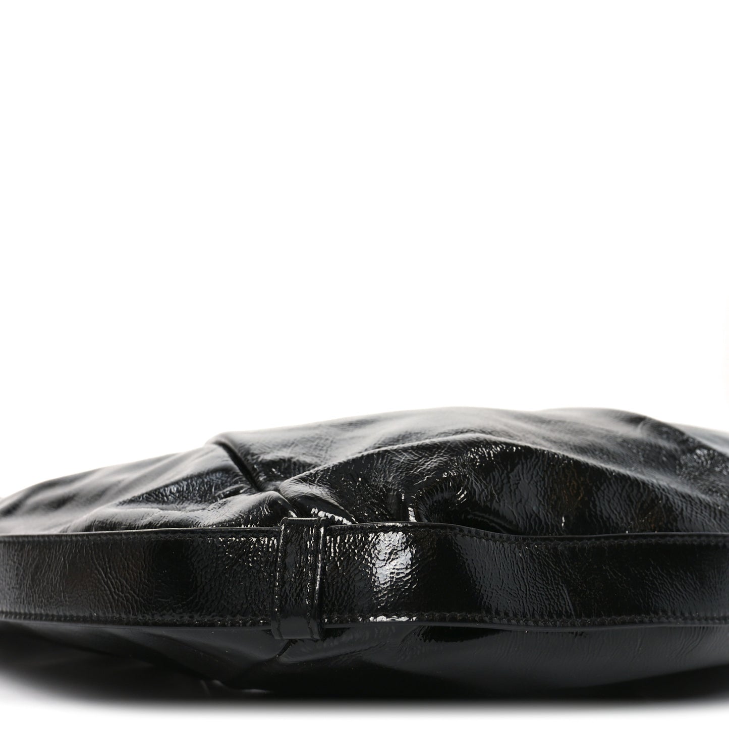 Shiny Crinkled Calfskin Buffalo Horn Mombasa Hobo Black