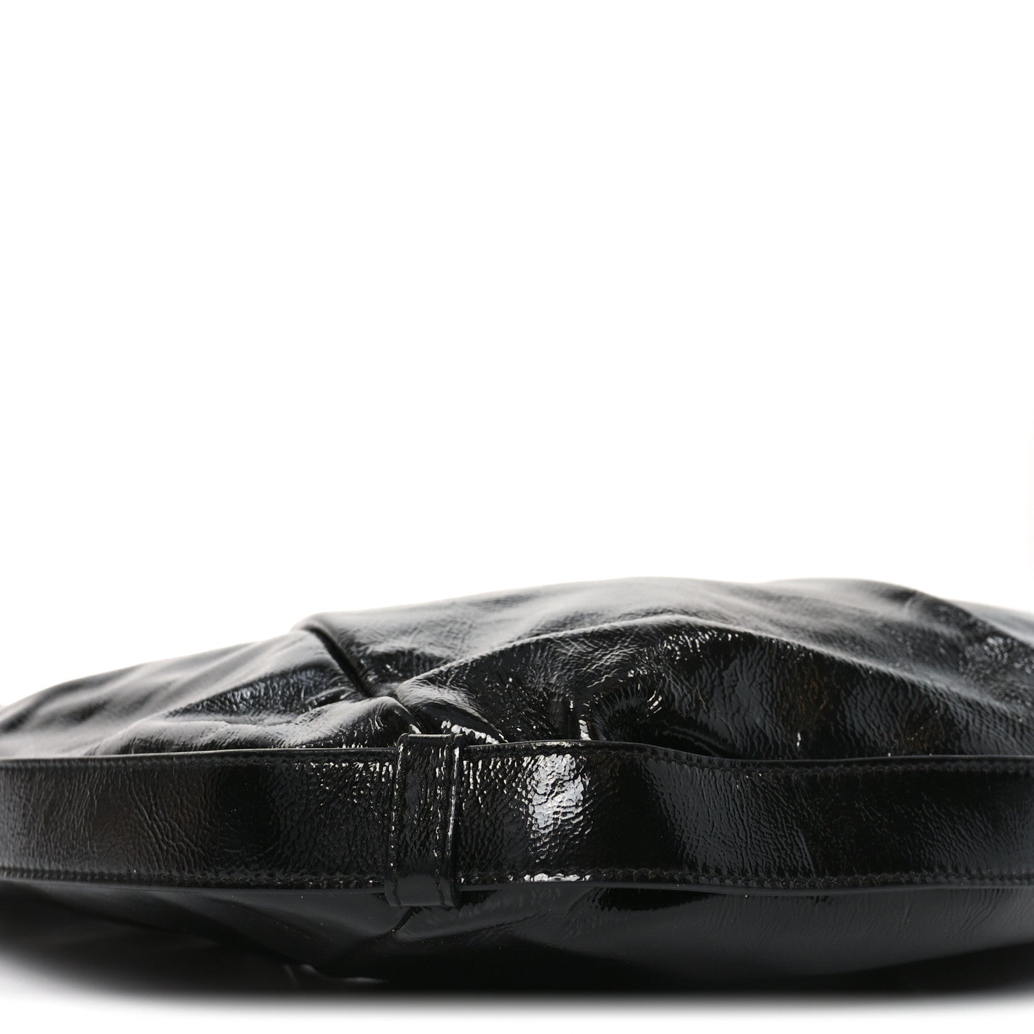Saint Laurent Shiny Crinkled Calfskin Buffalo Horn Mombasa Hobo Black 9 of 10
