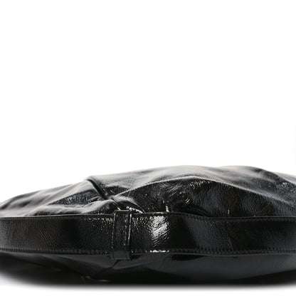 Saint Laurent Shiny Crinkled Calfskin Buffalo Horn Mombasa Hobo Black 9 of 10
