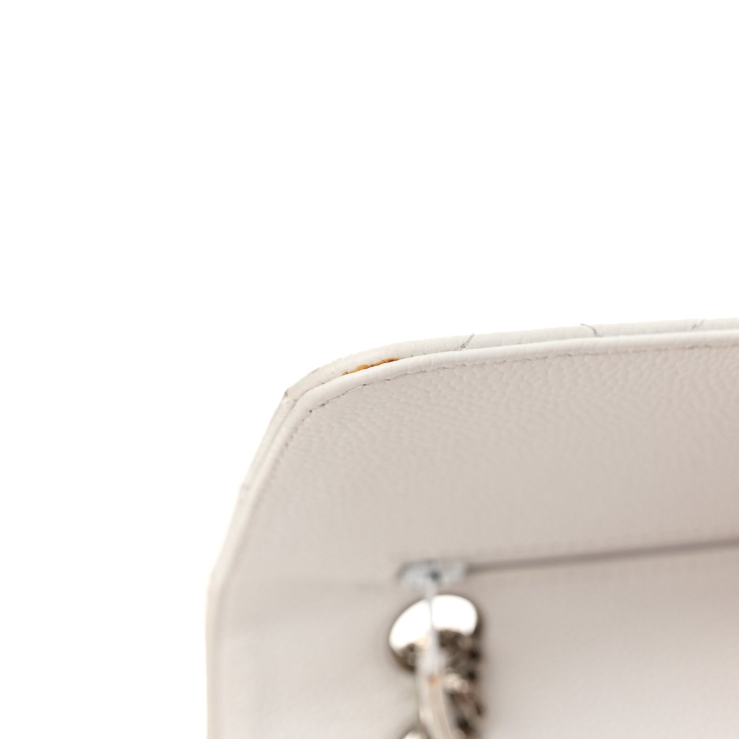 Caviar Quilted Medium Double Flap Bijoux Chain White