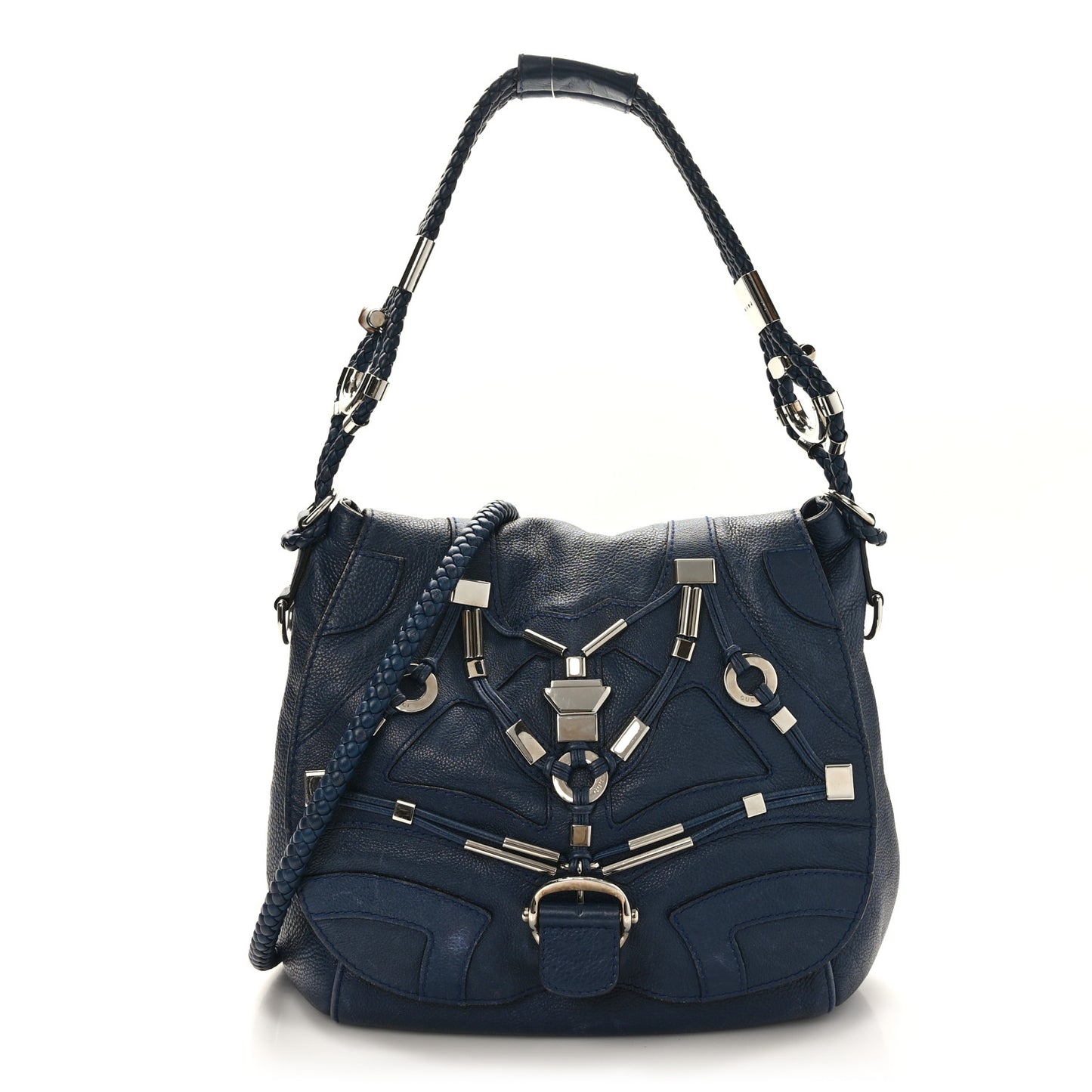 Calfskin Large Techno Horsebit Flap Blue