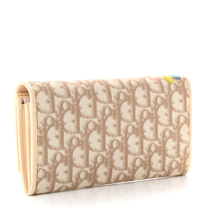 Christian Dior Monogram Vintage Flowers Flap Wallet Beige 3 of 7
