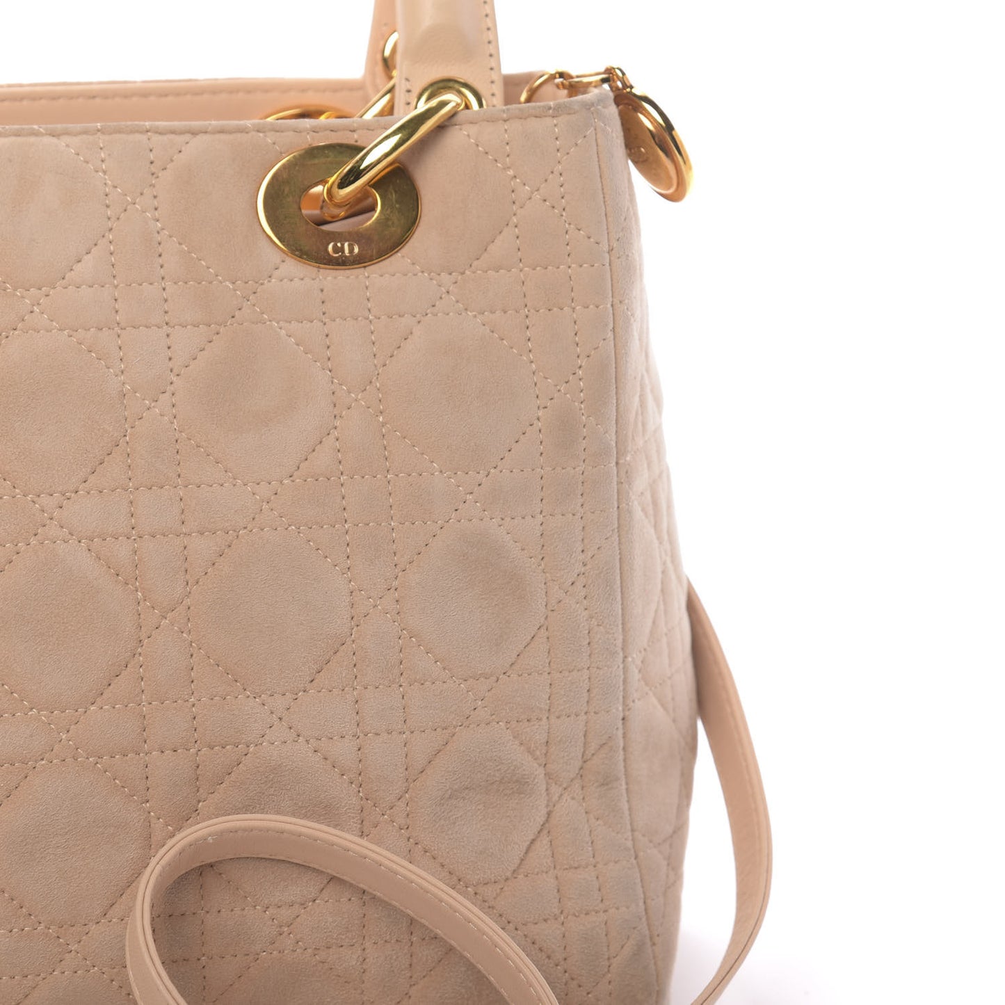 Suede Cannage Medium Lady Dior Beige