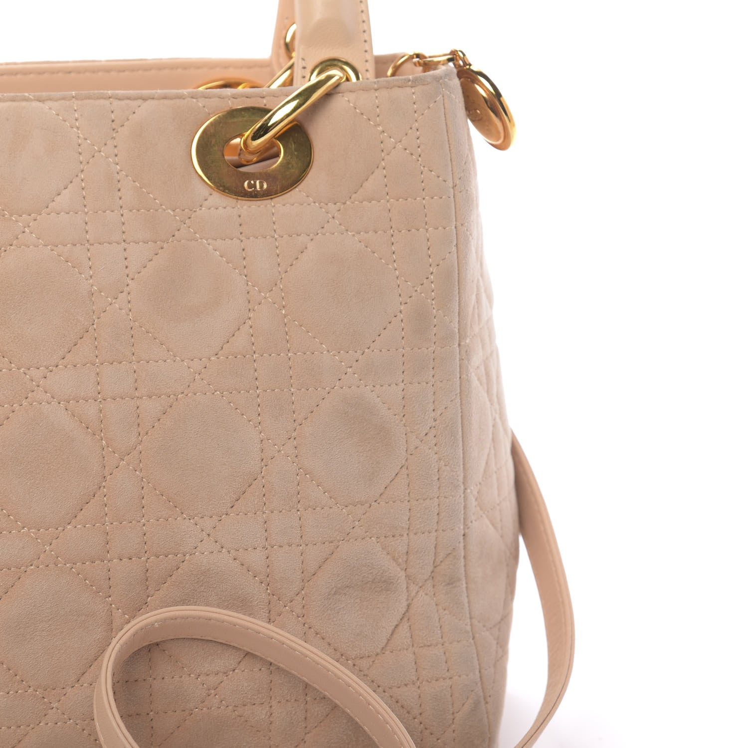 Christian Dior Suede Cannage Medium Lady Dior Beige 16 of 19