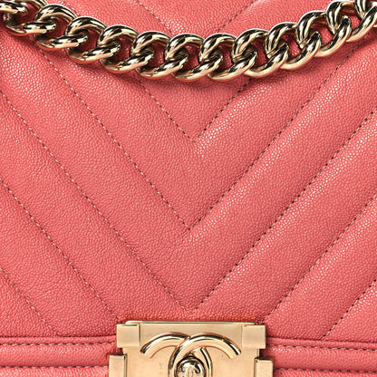 Chanel Caviar Chevron Quilted Medium Boy Flap Pink 8 of 10