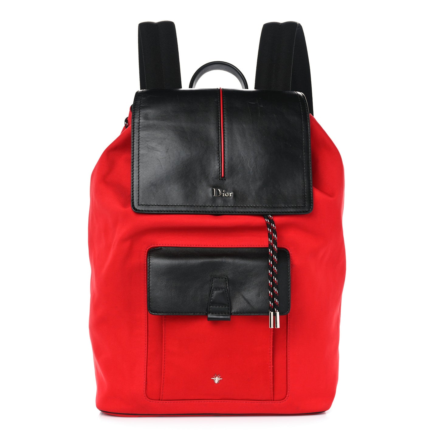 Calfskin Nylon Motion Backpack Red Black