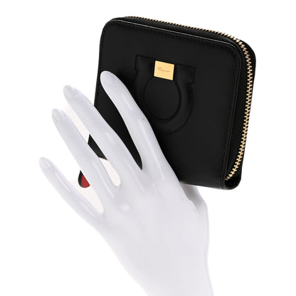 Salvatore Ferragamo Printed Calfskin Gancini Zip Around Wallet Black 2 of 9