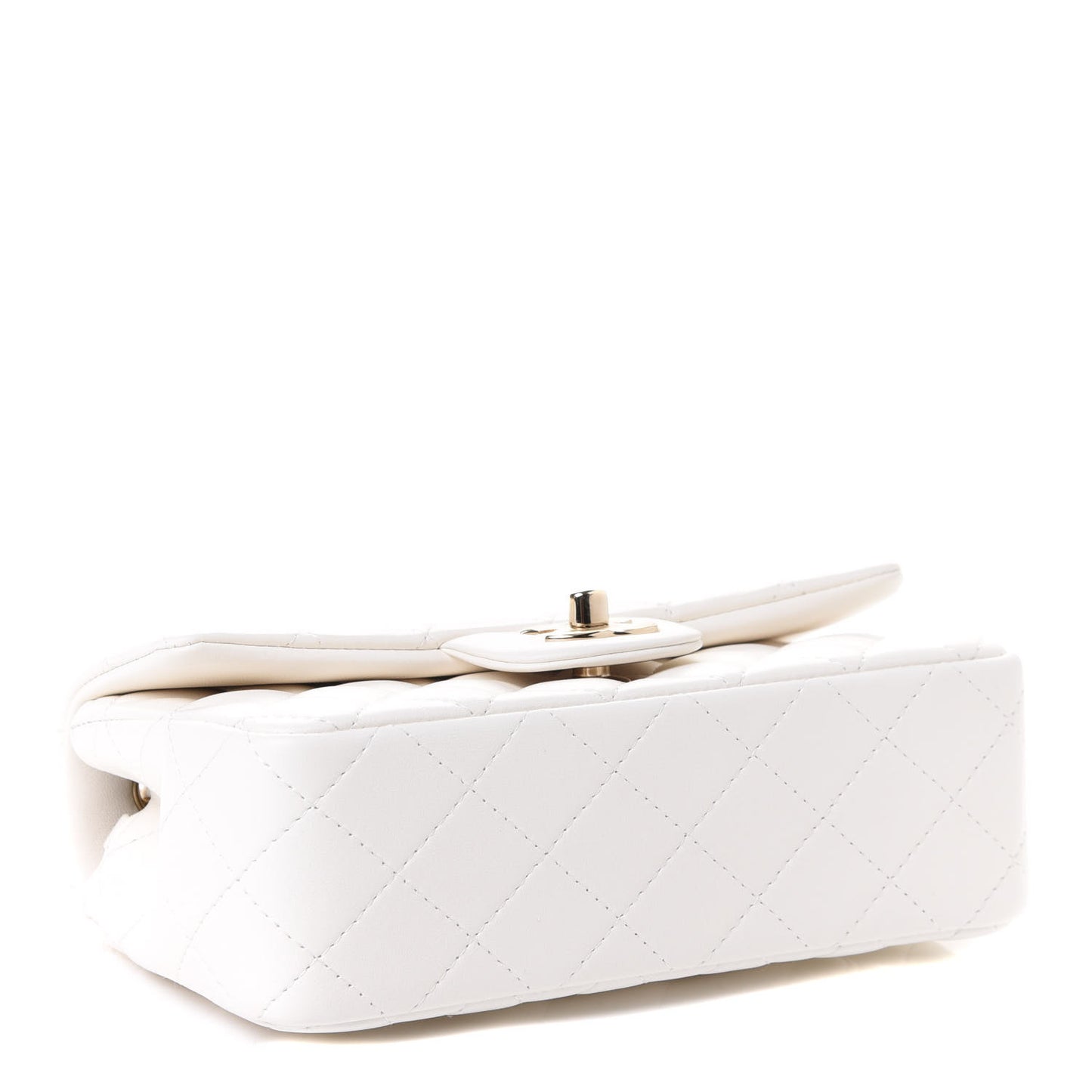 Lambskin Quilted Mini Rectangular Flap White