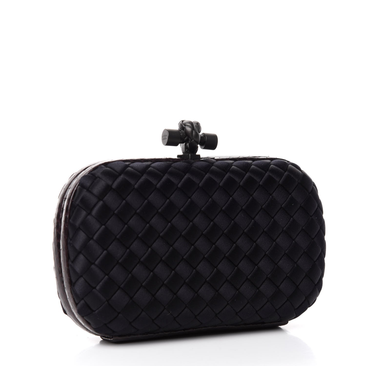 Bottega Veneta Satin Intreccio Impero Ayers Knot Clutch Black 3 of 6