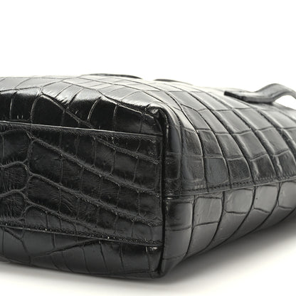 Saint Laurent Calfskin Crocodile Embossed Paris Mini Toy Shopper Tote Black 9 of 9