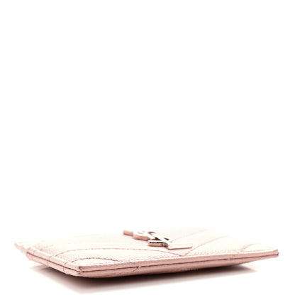 Saint Laurent Grain De Poudre Matelasse Chevron Monogram Credit Card Case Pale Pink 4 of 8