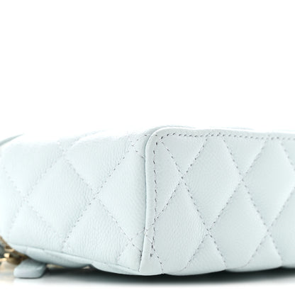 Chanel Caviar Quilted Top Handle Slim Vanity With Chain Light Blue 8 of 11