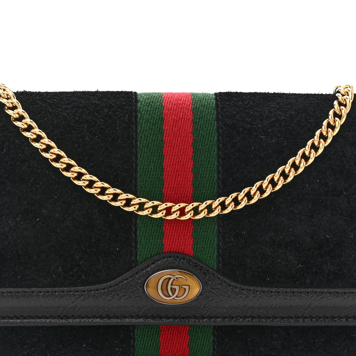 Gucci Suede Patent Web Ophidia Wallet On Chain Black 8 of 13