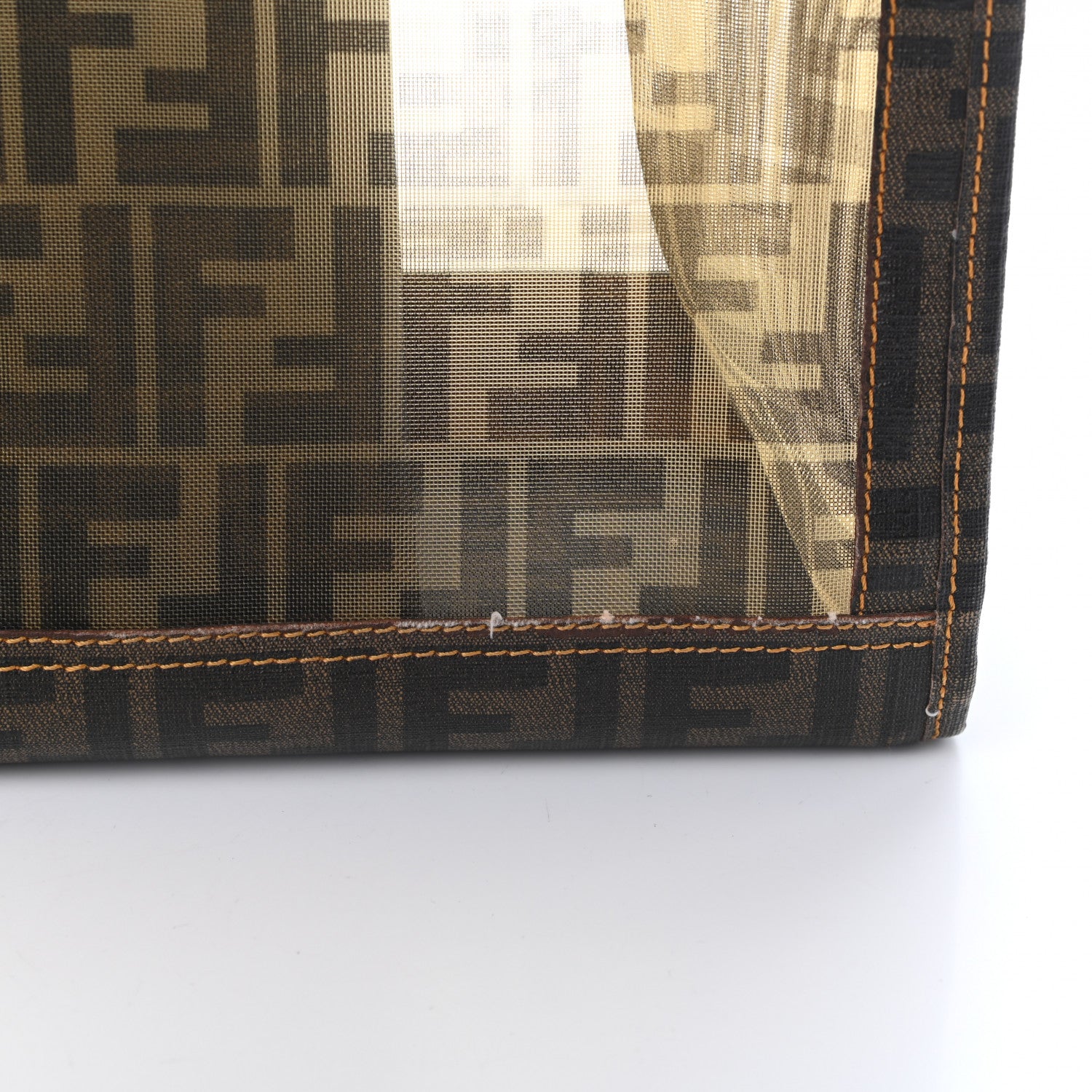 Fendi Mesh Glazed Fabric FF 1974 Tote Tobacco 10 of 10