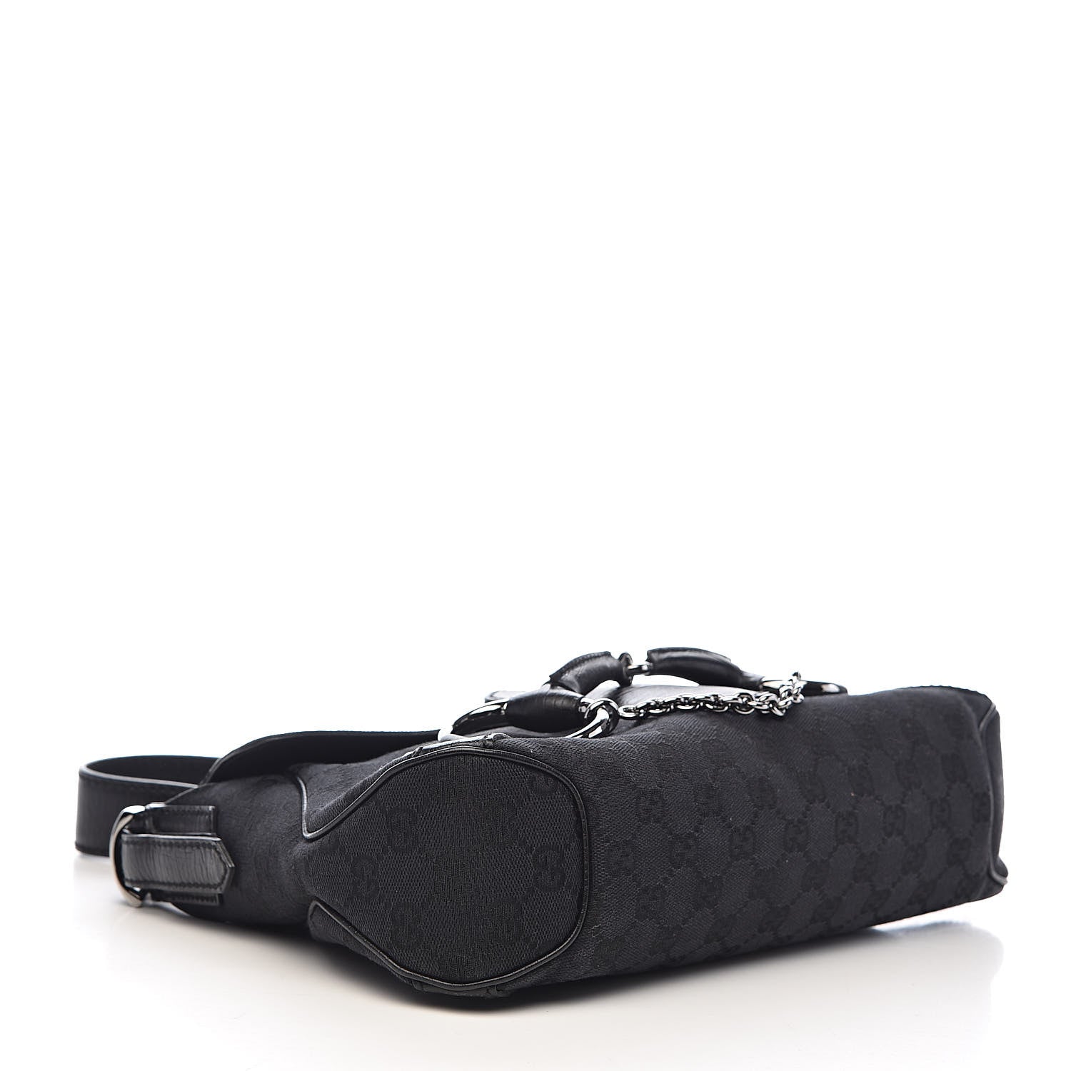 Gucci Monogram Horsebit Chain Flap Shoulder Bag Black 4 of 11