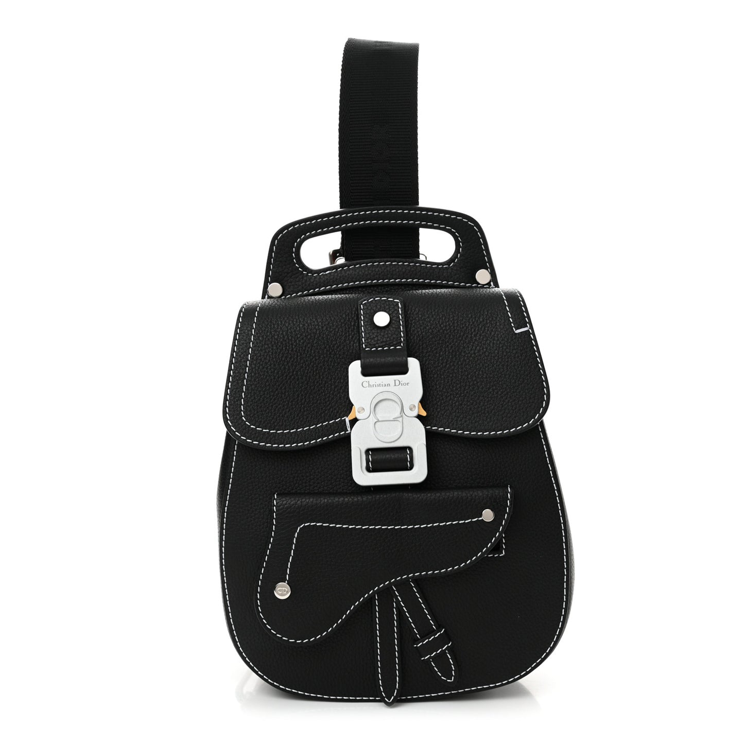 Grained Calfskin Mini Gallop Sling Bag Black