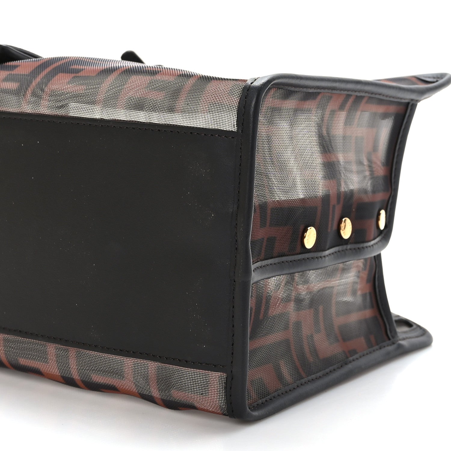 Fendi Mesh Vitello Century FF 1974 Mini Peekaboo Defender Cover Marrone Black Ebano 8 of 9