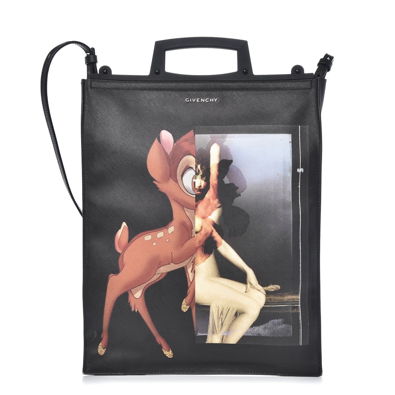 Givenchy Textured Coated Canvas Bambi Print Medium Rave Tote Black 1 of 6