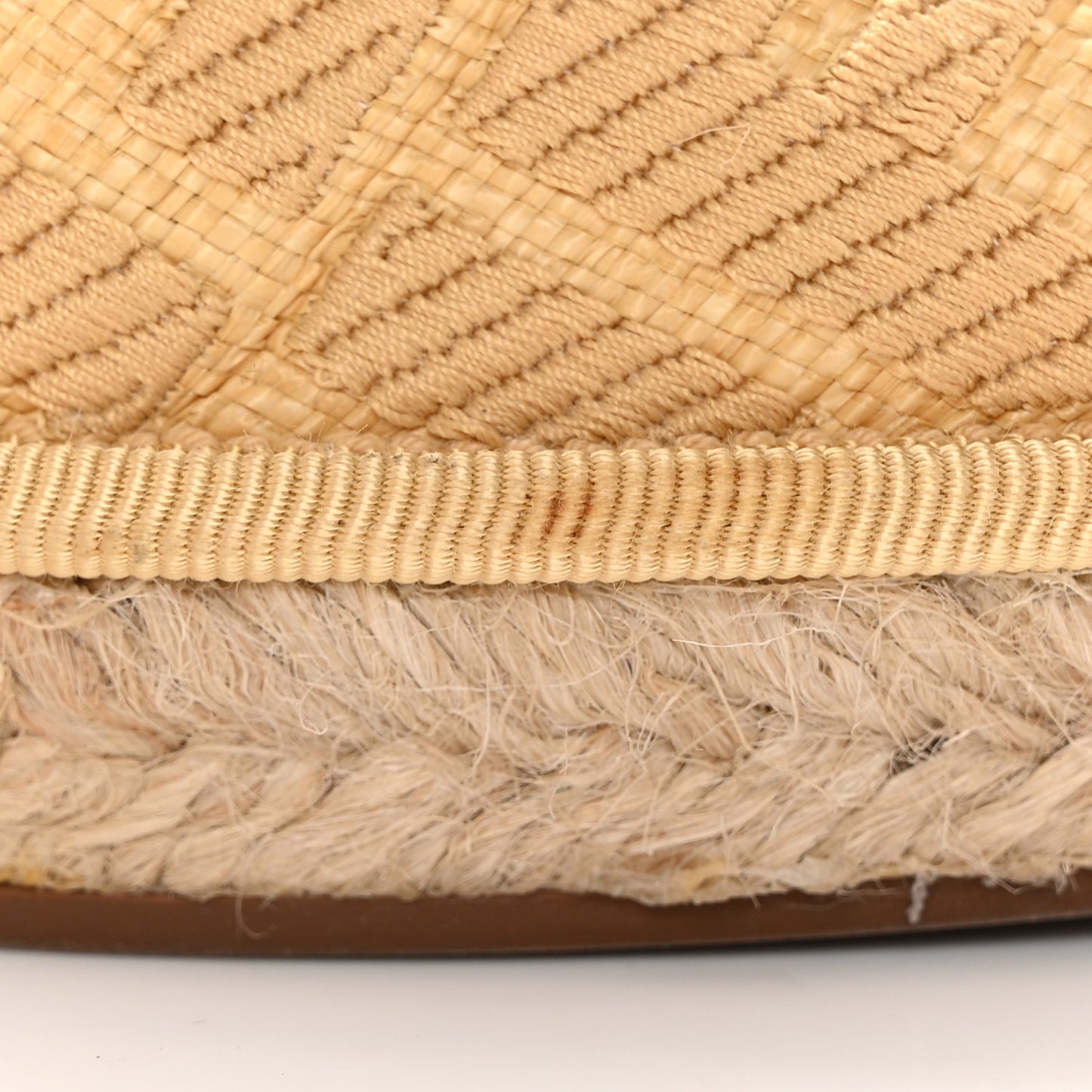 Rafia FF Embroidered Roma Ankle Wrap Espadrille Wedges 38 Natural
