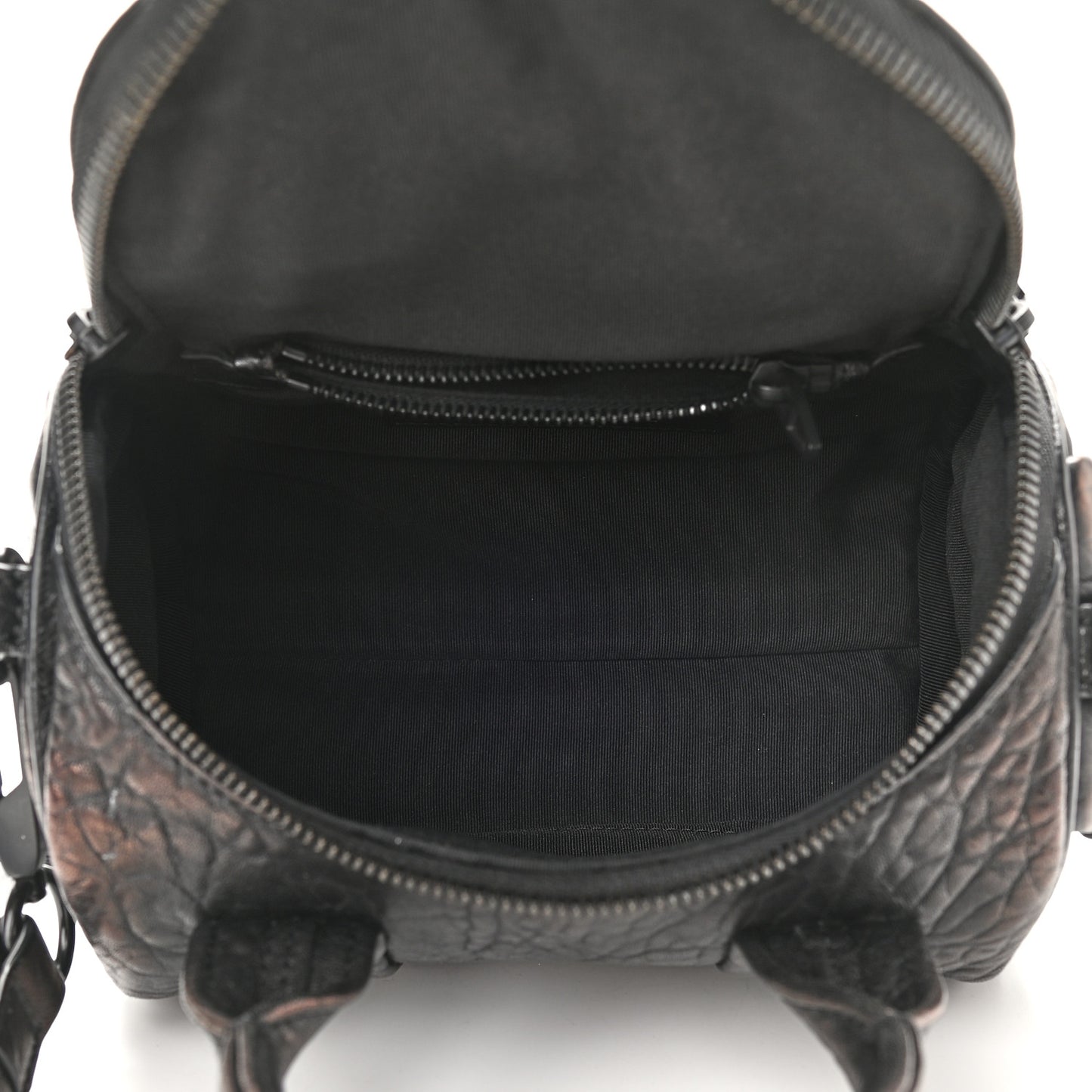 Pebbled Lambskin Mini Rockie Black Matte Bronze Black Hardware