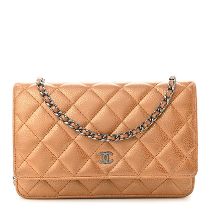 Chanel Metallic Caviar Quilted Wallet On Chain WOC Copper 1 of 12