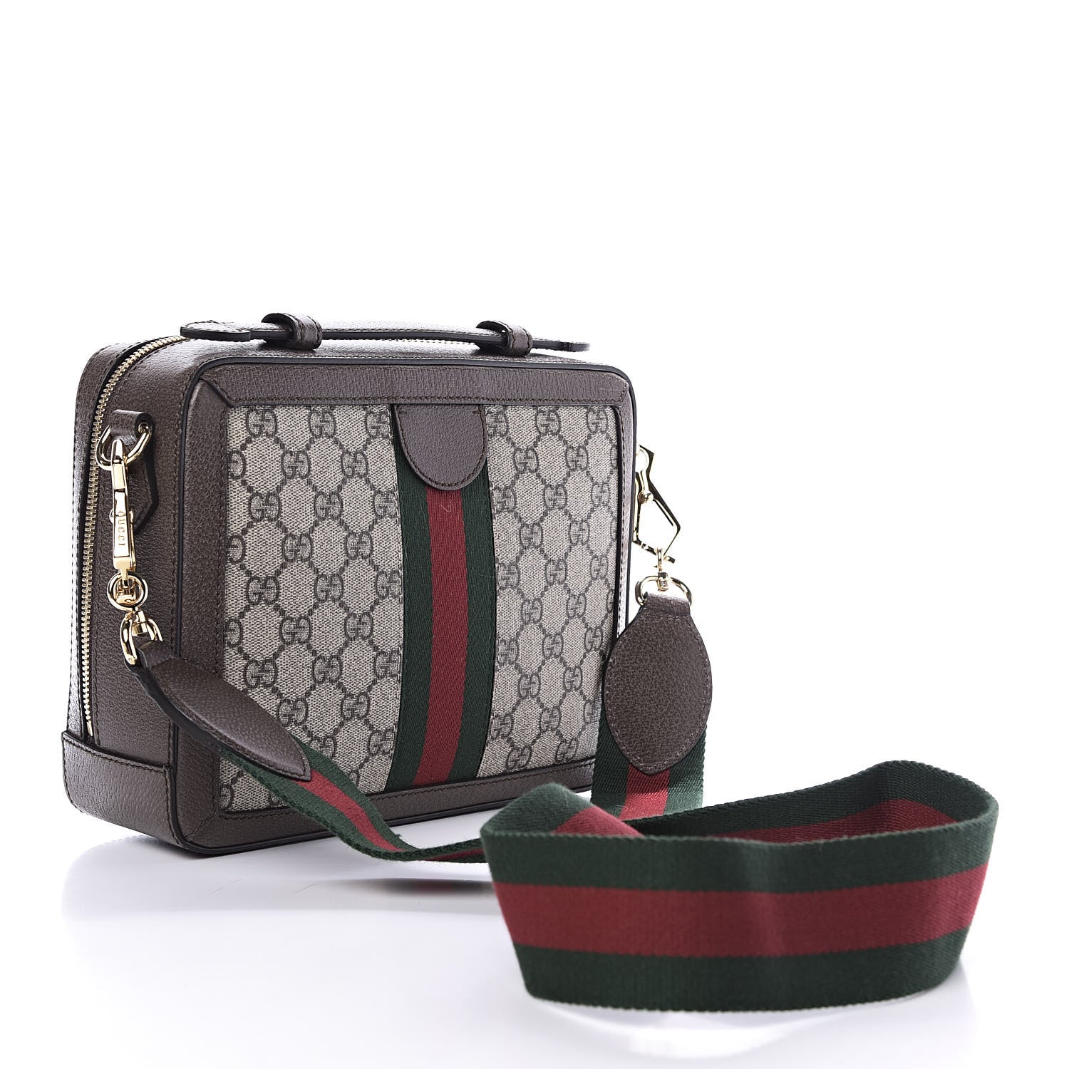 Gucci GG Supreme Monogram Web Small Ophidia Top Handle Shoulder Bag Brown 3 of 10