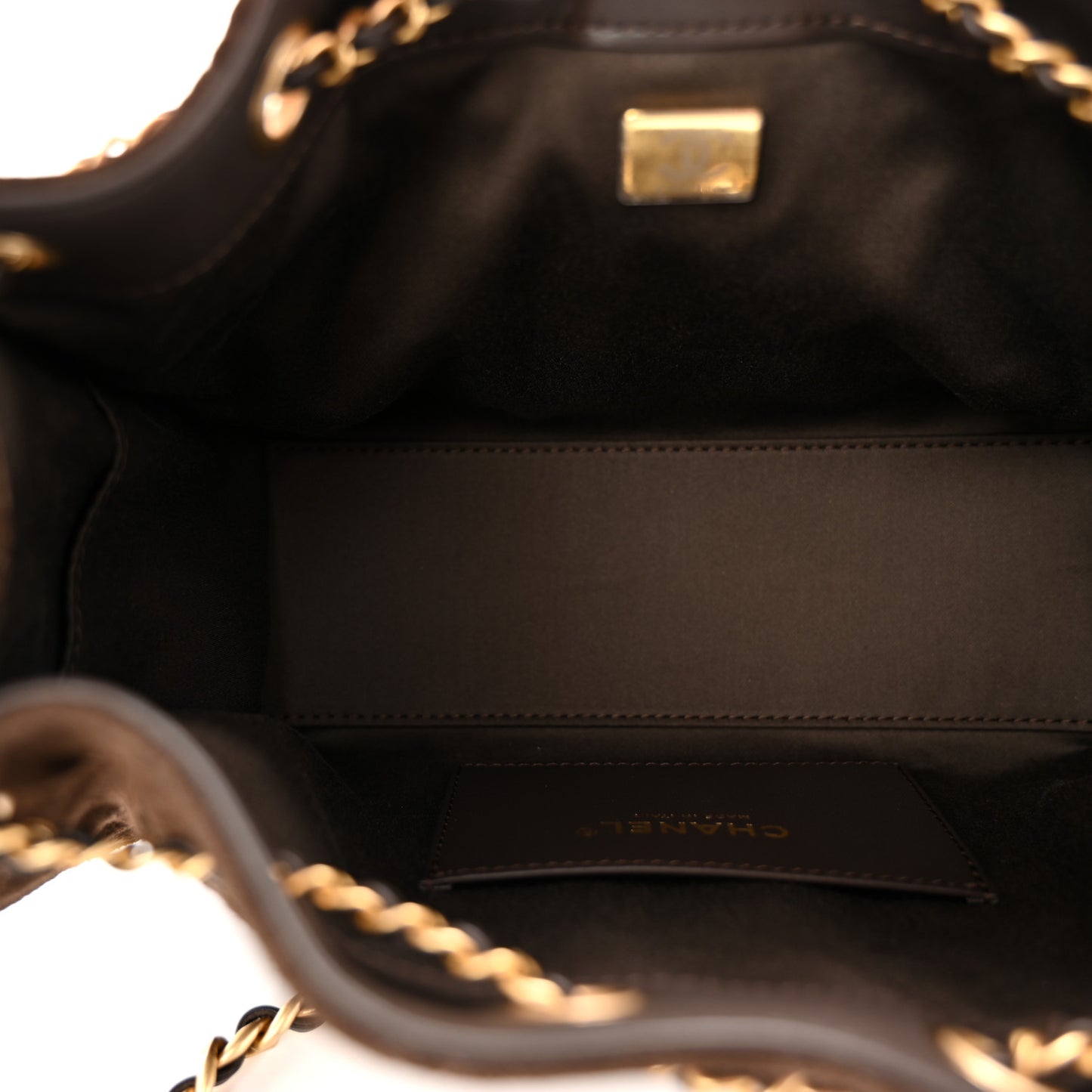 Suede Quilted Mini Chanel 25 Handbag Dark Brown