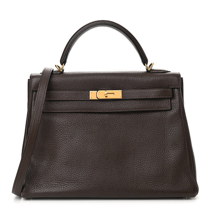 Hermes Taurillon Clemence Kelly Retourne 32 Chocolate 1 of 16